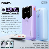 WeKome WP-59 Cabled Super Fast Charging Power Bank 22.5W 10,000mAh 20,000mAh